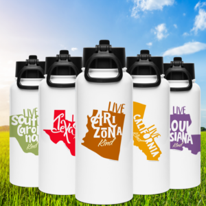 Live state of mind stainless steel water bottles